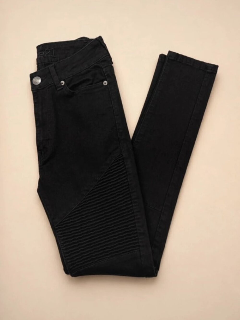 Rue21 Uber High Rise Black Moto Ankle Jeggings Size 2